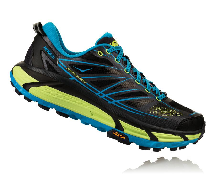 Zapatillas Trail Hoka One One Hombre - Mafate Speed 2 - Negras/Azules - RXS381405